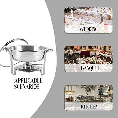 product_image_name-Generic-Chafing Dish Round Chafer Buffet Catering Warmer Food And Water Pan, Lid, Solid Stand And Fuel Holder- Silver.-7