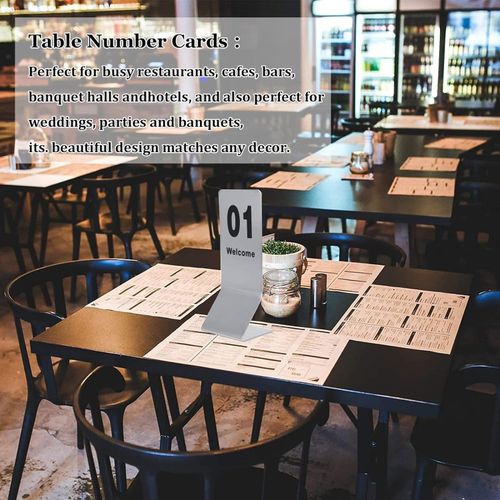 product_image_name-Generic-Stainless Steel Table Numbers Place Cards Seat Numbers, Wedding Place Cards, Number Tags, Table Cards, Double Sided Black Numbers 1-10 6x15.5cm L Shaped Table Number Cards, Stackable Table License Plate -6