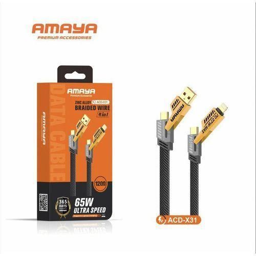 product_image_name-Amaya-4-in-1 USB Charging Cable – 65W Super Fast Charger IPhone, IPad, MacBook, Android, Samsung Compatible Durable & Tangle-Free – Black-2