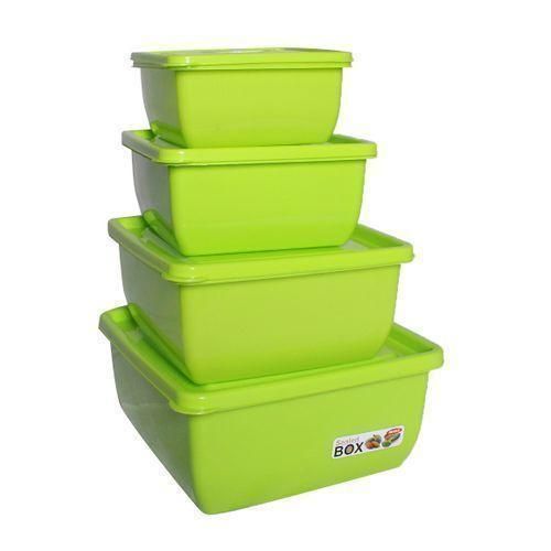 product_image_name-Generic-4 Pieces Of Sealed Lunch Boxes - Green-1