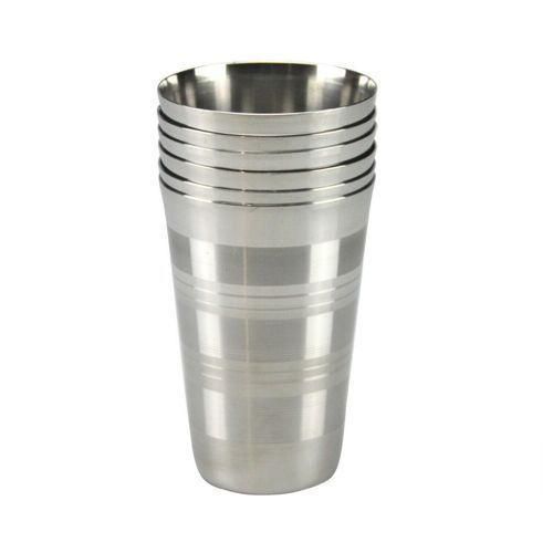 product_image_name-Generic-6 Stainless Steel Drinking Tumblers Unbreakable Water Juice Cocktail Mugs- Silver.-5