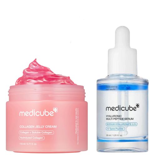 product_image_name-Medicube-Hyaluronic Multi Peptide Serum + Collagen Jelly Cream. Gives a Glass Skin Glow, Moisturizes, Brightens, Remove Dark Spots, Acne, Wrinkles, Post Inflammatory Acne marks, blurs imperfections, Improves elasticity, Soothes, Smooths, Even the Tone & Firms-1