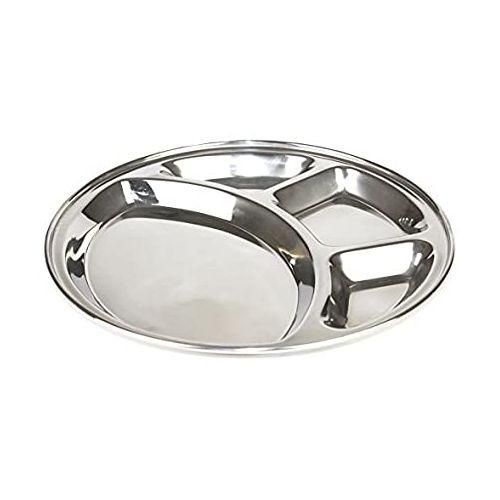 product_image_name-Generic-6 Pc Stainless Steel Round 4 In1 Component Dinner Plate Tray For Lunch- Silver.-2