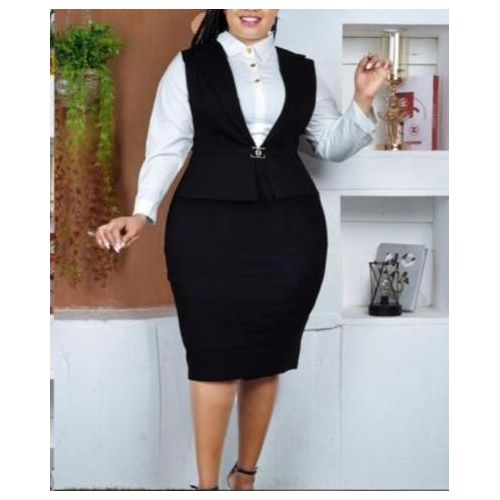 product_image_name-Generic Xim-Ladies Design Dress -Blue, Marron, Black -3