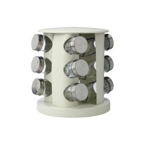 product_image_name-Generic-TRAY Spice Jar Rack Revolving Rotating Countertop, Spice Organizer, Seasoning Set, Spice Carousel Stainless Steel Stand Storage Holder with 12 Pieces Glass Bottle for Kitchen Restaurant Hotel -2