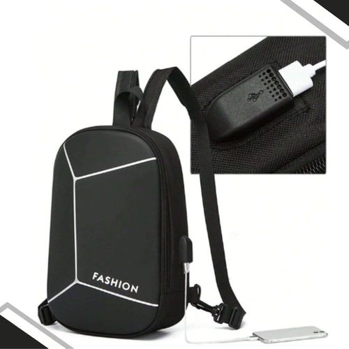 product_image_name-Fashion-Hard Sling Bag With USB Port & Password Lock -Black-1