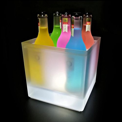 product_image_name-Generic-SMETA LED Ice Bucket Color Changing LED Cooler Bucket Double Layer Square Storage Cube Beer Ice Buckets, Portable Champagne Wine Drinks Cocktail Bucket for KTV Parties Bar Home Wedding -2