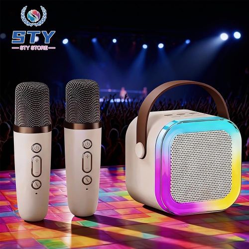product_image_name-STY-Children's Portable Bluetooth Speaker Mini Wireless Microphone Colorful Light Karaoke Sound System Karaoke Machines-1