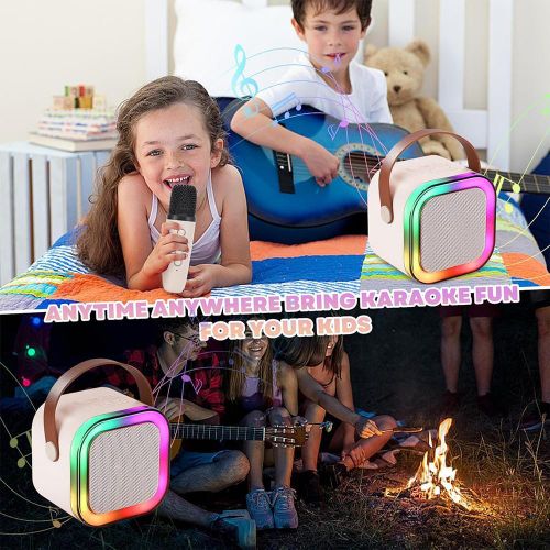 product_image_name-STY-Children's Portable Bluetooth Speaker Mini Wireless Microphone Colorful Light Karaoke Sound System Karaoke Machines-5