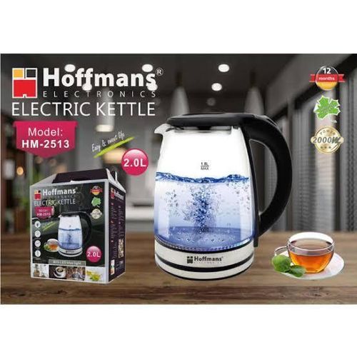 product_image_name-Hoffmans-2L Glass Electric Kettle With LED Blue Light- Silver, Black.-2