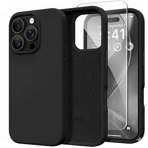 product_image_name-Generic-Iphone 16 16 Pro 16Pro Max Silcone Case with Free Tempered Glass Protector, Flexible Soft Silicone Anti-Scratch Shockproof Phone Cover-1
