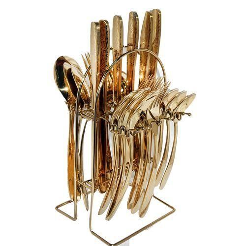 product_image_name-Generic-24pcs Cutlery (Forks,Spoons& Knieves) With A Stand - Gold-2