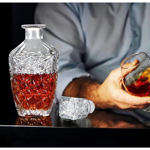 product_image_name-Generic-500ML Liquor Wine Breather Drinks Aerator Whiskey Decanter With Airtight Glass Stopper, Lead-Free Crystal Bottle, Glass Decanter For Water Mouthwash Whiskey Vodka Bourbon Spirits Brandy Alcohol  Wine Carafe Gift For Home, Bar, Gift, Party Decor- Clear-3