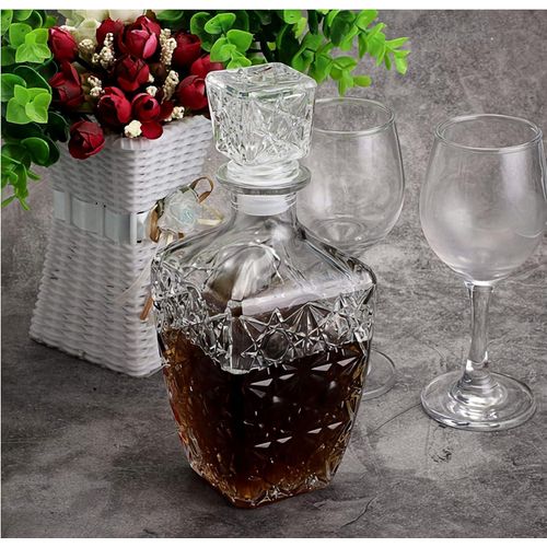 product_image_name-Generic-500ML Liquor Wine Breather Drinks Aerator Whiskey Decanter With Airtight Glass Stopper, Lead-Free Crystal Bottle, Glass Decanter For Water Mouthwash Whiskey Vodka Bourbon Spirits Brandy Alcohol  Wine Carafe Gift For Home, Bar, Gift, Party Decor- Clear-5