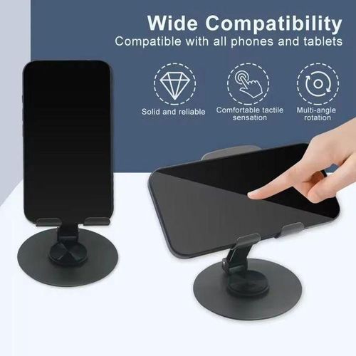 product_image_name-Generic-360 Rotating Cell Phone Stand, Adjustable Foldable Desktop Holder, Universal Compatibility-5