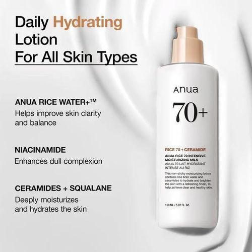 product_image_name-Anua-Rice 70 + Ceramide Intensive Moisturizing Milk Lotion with Niacinamide. Deeply Moisturizes, Gives a Glass like skin Glow, Nourishes, Brightens, Smooth, Softens & improves dull complexion and skin balance-2