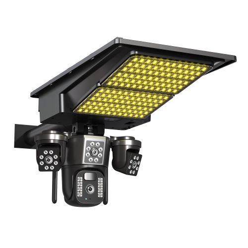 3 Lens 3 Screen PTZ Ai Digital Wireless Solar Camera With Flood Light view 2