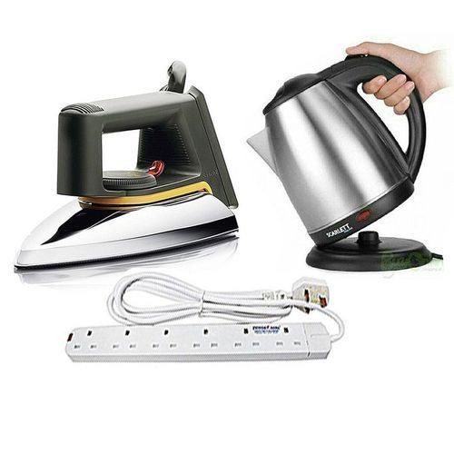 Shop Bundle Of Flat Iron Kettle 2 Litres And 6Way Extension Cable Silver Jumia Uganda