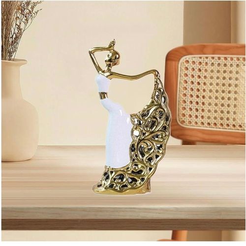 product_image_name-Generic-Resin Dancer Statue Ceramic Lady Dancing Girl Figurine Ceramic Girl Dancer Sculpture for Home Living Room Table Decoration - White-3