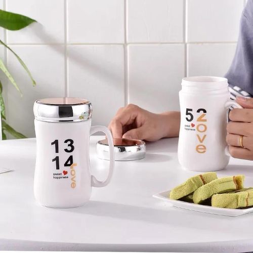 product_image_name-Generic-Ceramic Tea/Coffee Mug Gift Set with Lid - White-3