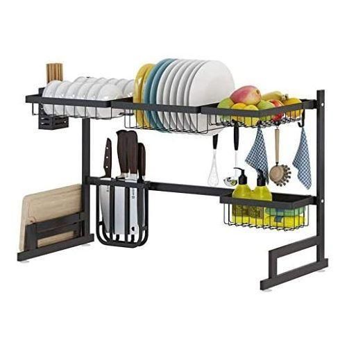 product_image_name-Generic-Dish Drying Draining Rack, Over The Sink Display Stand Utensils Storage Organizer -Black.-5
