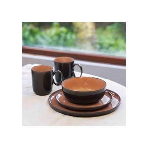 product_image_name-Generic-24-piece ceramic dinnerware set, featuring plates, bowls, and mugs with a two-tone design (dark exterior and orange interior).-2
