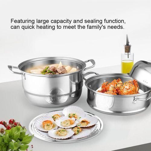 product_image_name-Generic-32Cm - 3 Layer Stainless Steel Food Saucepan And Steamer Soup Pot -Silver.-4