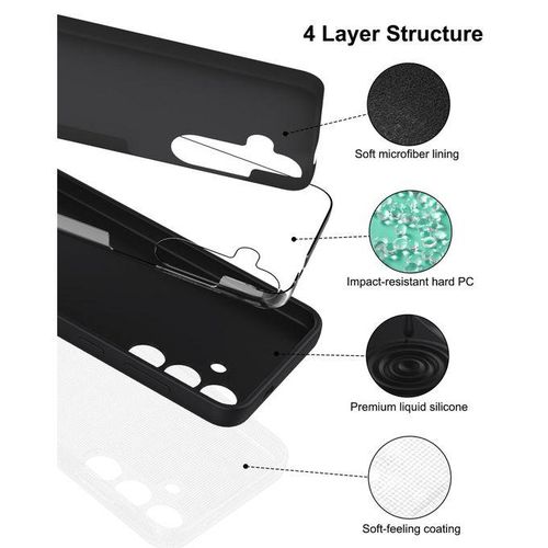 product_image_name-Samsung-Galaxy S21 Ultra, S22 Ultra, S23 Ultra , S24 Ultra Pure Deep Black Silicone Case Full Body And Screen Protection Phone Cover - BLACK-3