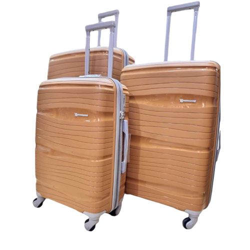 product_image_name-Generic-Aset of 3 Pieces Large Medium  Small Size 4 Wheel Spinner Extreme Durability Double Zipper Digit Lock - Brown-1