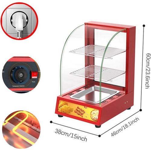 product_image_name-Generic-15 Kg ,15 x 18 x 24 Inch Small Commercial Electric Curved Glass Hot Snacks Countertop Food Warmer Fried Chicken Hot Warming Cabinet with 3 Tiers Warmer Display Showcase With Constant Temperature Control for Sandwich Milk Pizza Pies Pastries- Multicolor-4