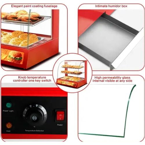 product_image_name-Generic-15 Kg ,15 x 18 x 24 Inch Small Commercial Electric Curved Glass Hot Snacks Countertop Food Warmer Fried Chicken Hot Warming Cabinet with 3 Tiers Warmer Display Showcase With Constant Temperature Control for Sandwich Milk Pizza Pies Pastries- Multicolor-7