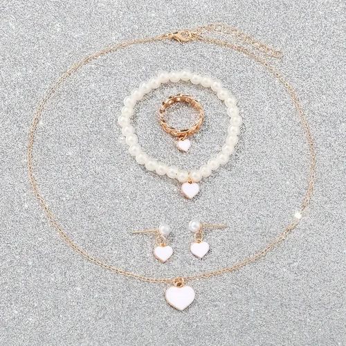 product_image_name-ARHANORY-Women's Jewelry Set Ladies Necklace Heart Faux Pearl Bracelet Ring Earrings Pendant Chain-8