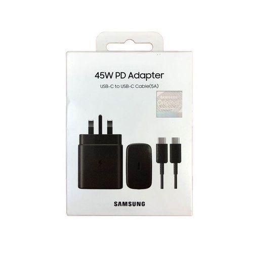 product_image_name-Original-Samsung USB-C 45W PD Adapter Super Fast Charger (3 Pin) with Type-C to C cable-Black/White-1