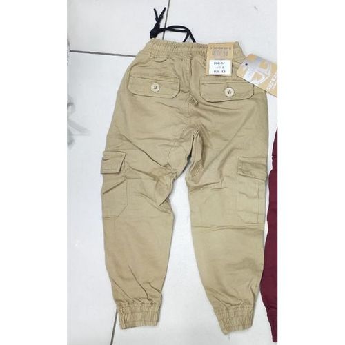 Shop Kids Cargo Pants Trousers With Side Pockets And Waist Band - Khaki ...