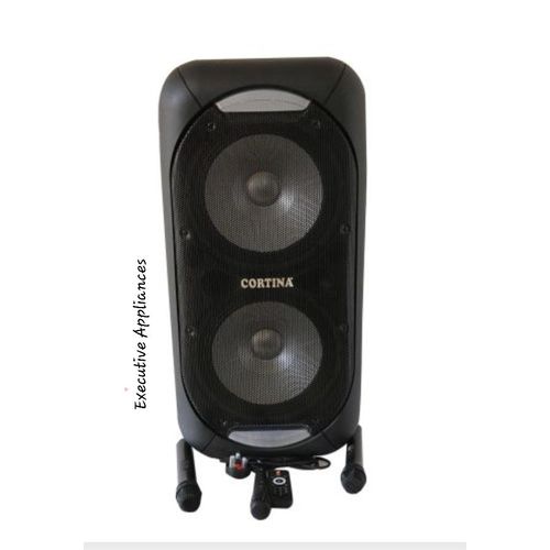 product_image_name-Cortina-Dual 12" Inch Amplified Public Address Speaker Rechargeable – Black-1