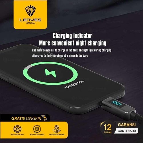 product_image_name-Lenyes-LC102 USB C to USB C Cable 5A PD 100W LED Display Cable 4ft QC5.0 PPS Super Lightning Fast Charging Type-C Phone Nylon Braided Charger Cord 480Mbps Data- Black-3