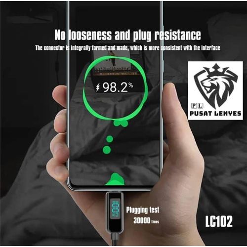 product_image_name-Lenyes-LC102 USB C to USB C Cable 5A PD 100W LED Display Cable 4ft QC5.0 PPS Super Lightning Fast Charging Type-C Phone Nylon Braided Charger Cord 480Mbps Data- Black-5