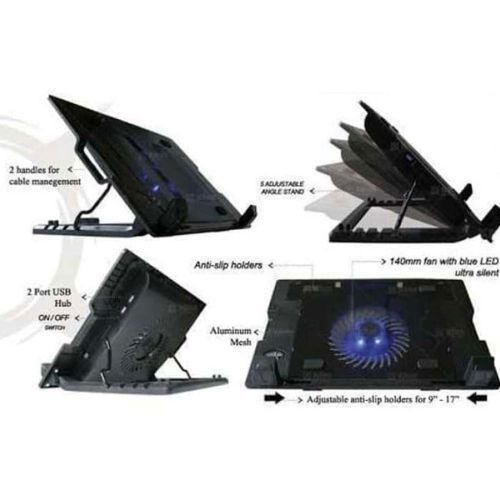 product_image_name-Generic-Notebook Laptop Cooling Pad with Stand - Black, Blue Light-3