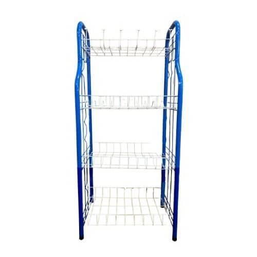 product_image_name-Generic-Kitchen Dish Drying Rack  Outdoor Cups Plates Draining Storage Organizer, 4 Tier Multipurpose Stand- Blue.-5