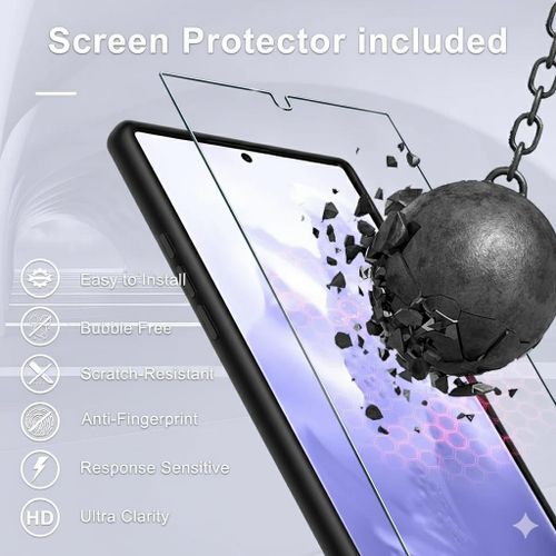 product_image_name-Samsung-Galaxy S23 Ultra Silcone Case with Free Tempered Glass Protector, Flexible Soft Silicone Anti-Scratch Shockproof Phone Cover S23ultra-3