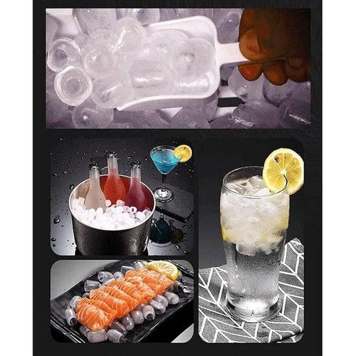 product_image_name-Hoffmans-2.2 Litres Ice Maker Desktop Mechanism Ice Maker Portable Ice Maker Home Small Mini Commercial Milk Tea Shop Round Ice Cube Maker It Only Takes A Few Minutes To Prepare Bullet Ice Cubes Stainless Steel - Silver/Red -3
