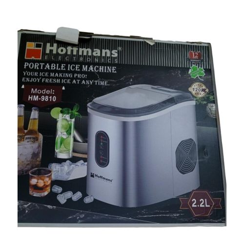 product_image_name-Hoffmans-2.2 Litres Ice Maker Desktop Mechanism Ice Maker Portable Ice Maker Home Small Mini Commercial Milk Tea Shop Round Ice Cube Maker It Only Takes A Few Minutes To Prepare Bullet Ice Cubes Stainless Steel - Silver/Red -4