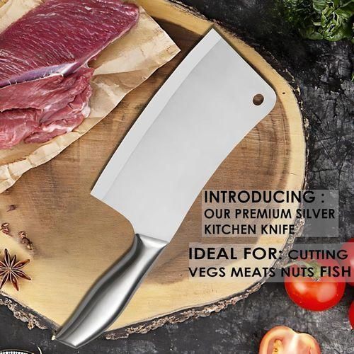 product_image_name-Generic-Cleaver Knife Stainless Steel Premium Meat And Vegetable Knife, Cleaver Knife,Steel Professional Butcher Chopper,Heavy Duty Blade For Home Kitchen And Restaurant-1