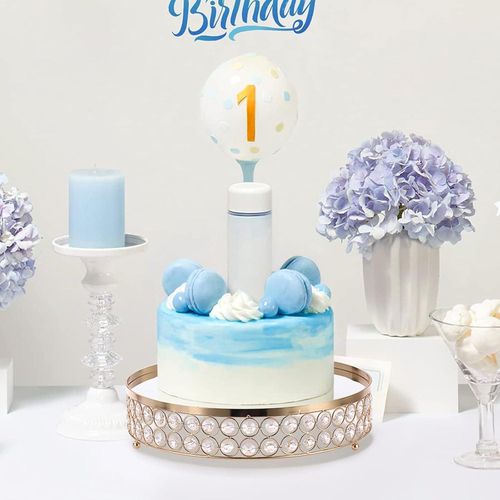 product_image_name-Generic-Set of 3 Crystal Wedding Cake Stands, 10/12/14 Inch Gold Round Rise Cake Display Stand, Metal Cupcake Stand Dessert Cookies Fruit Serving Tray for Birthday Baking Party Baby Showers Anniversary -Multicolor-7