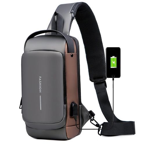 Shop Waterproof Multifunctional Patent Leather Men s Anti theft Shoulder Bag Gray Jumia Uganda