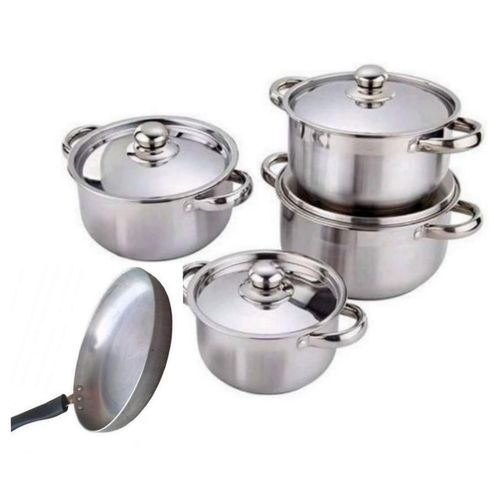product_image_name-Generic-9 Piece Stainless Steel Saucepans Cookware Pans - Silver.-1