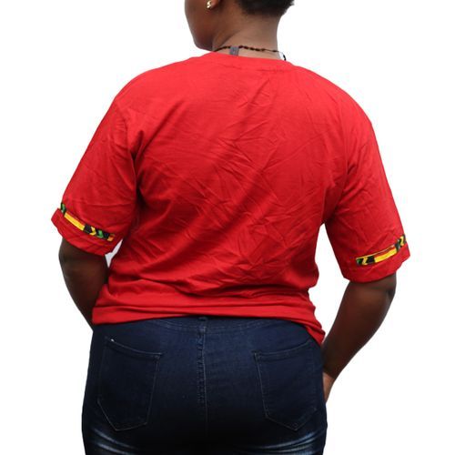 product_image_name-Emmanuel Ahimbisibwe-African Themed Kitenge Round Neck Women's T-Shirt - Red-2