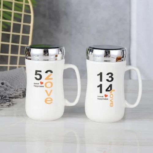 product_image_name-Generic-Ceramic Tea/Coffee Mug Gift Set with Lid - White-2