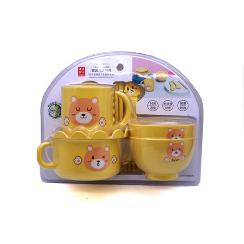 product_image_name-Other-7 Piece Children's Dinner Set Dish Cup Bowls Spoon, Fork Gift Pack- Yellow.-1