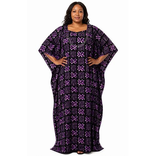 Shop Purple and Black African Print Butterfy Kaftan /